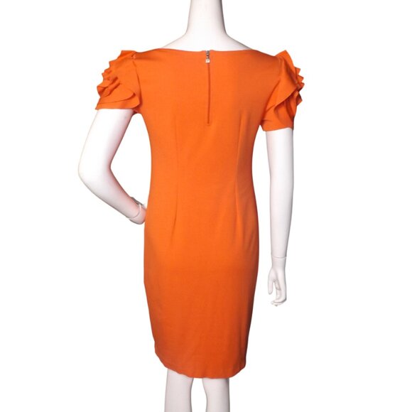 PIETRO BRUNELLI Dress, XS Maternity, Orange, Fabric Flower/Short sleeve, Zipper - Picture 6 of 15
